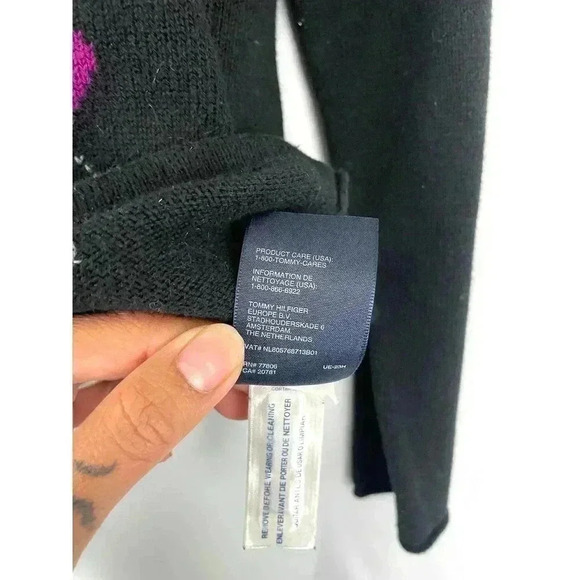 VTG Tommy Hilfiger Knitted Argyle Crewneck Sweater MEDIUM Side Button 90's Y2K - Picture 6 of 13